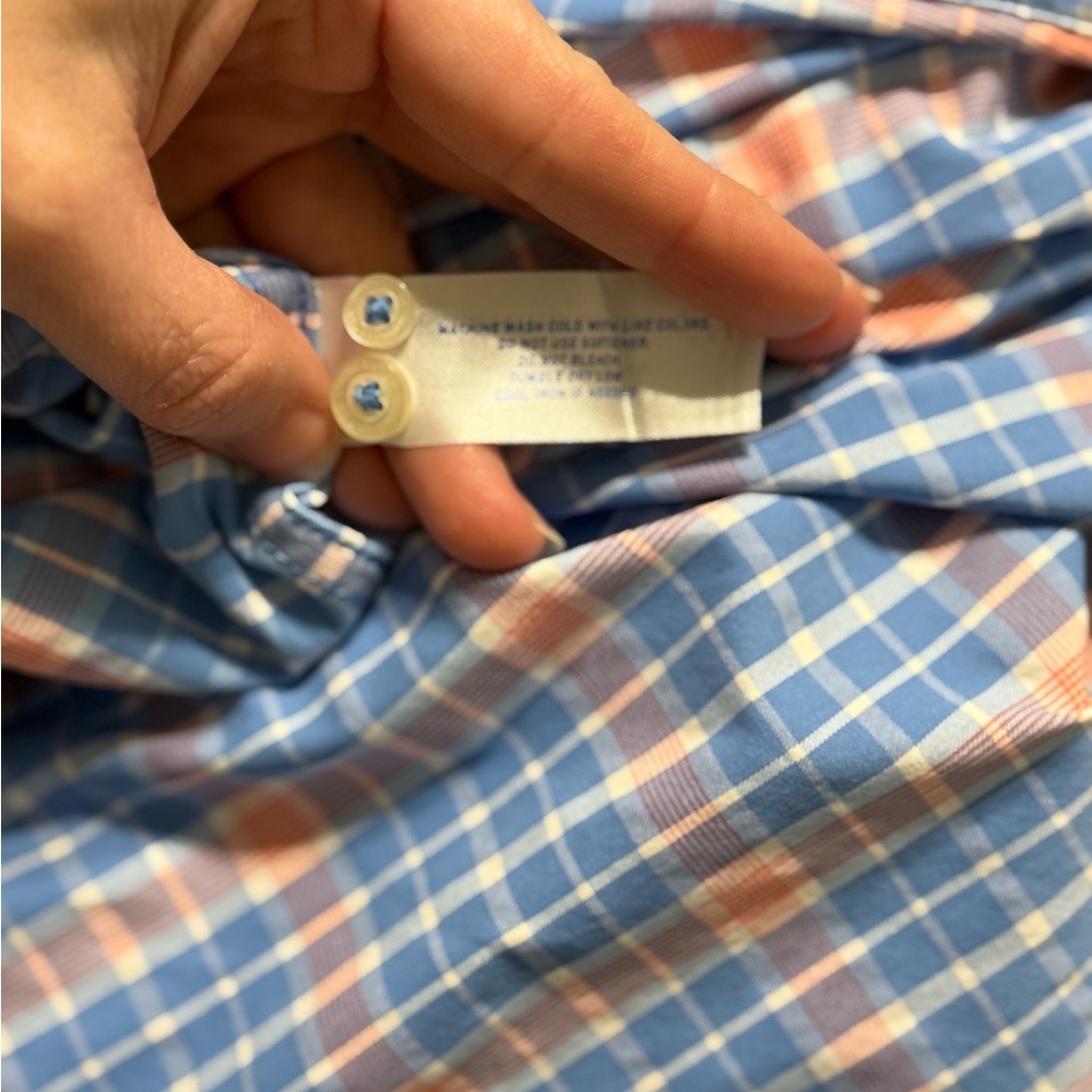 Southern Tide Blue and Pink Casual Button Down Shirt - Picture 7 of 7